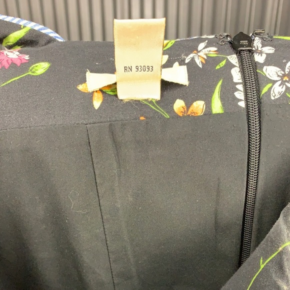 Women’s Tyler Boe Cotton Spandex Black Blue Floral Midi Dress Size 4 - Picture 3 of 4